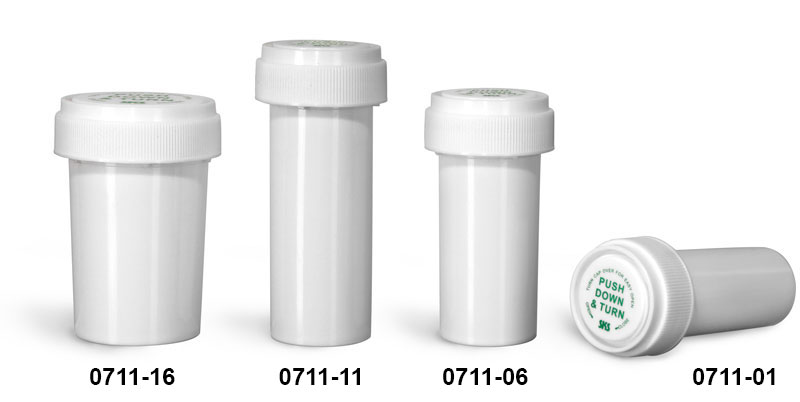 Plastic Vials, White Polypropylene Reversible Cap Vials