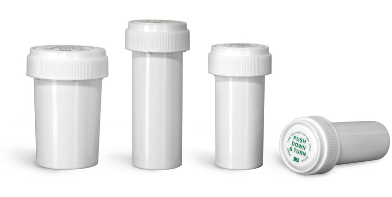 Plastic Vials, White Polypropylene Reversible Cap Vials