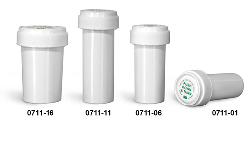 Plastic Vials, White Polypropylene Reversible Cap Vials