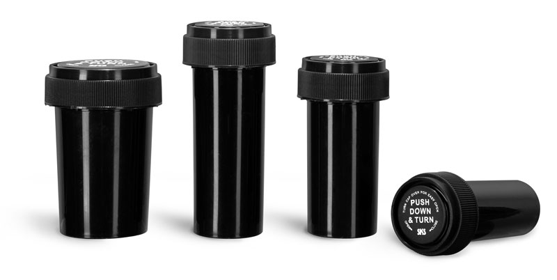 Plastic Vials, Black Polypropylene Reversible Cap Vials