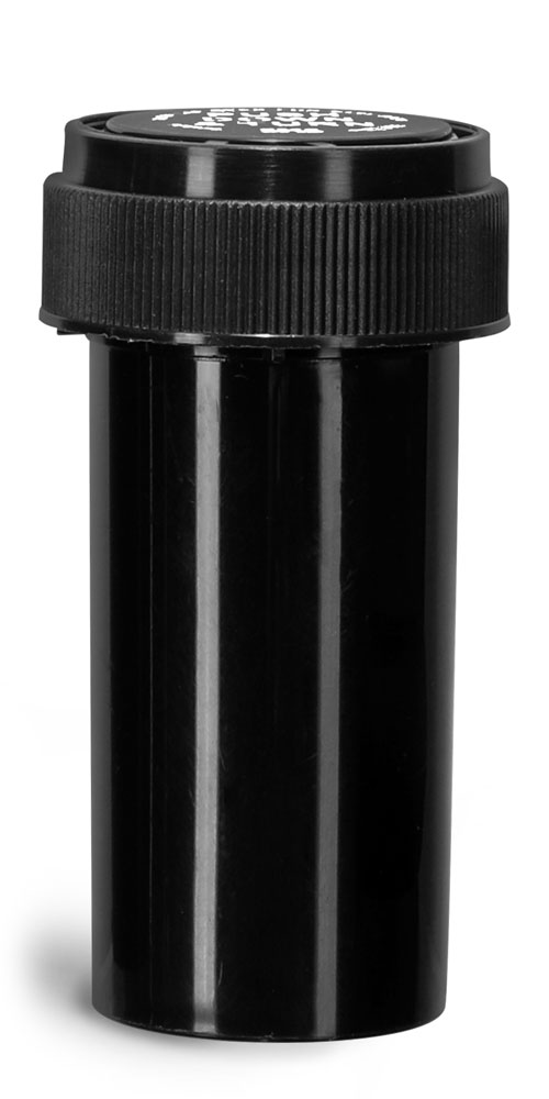 13 Dram Plastic Vials, Black Polypropylene Reversible Cap Vials