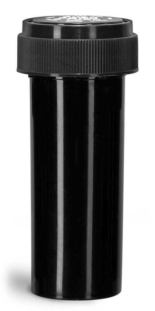 16 Dram Plastic Vials, Black Polypropylene Reversible Cap Vials
