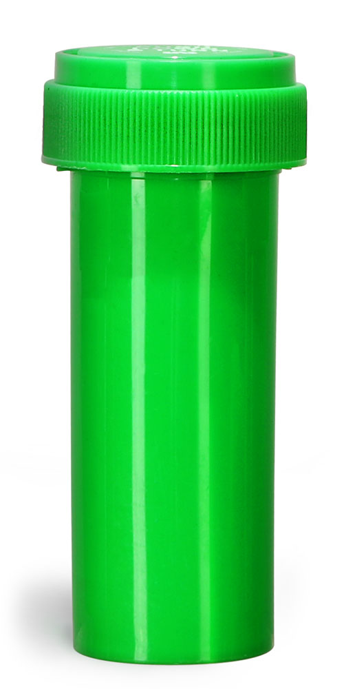 16 Dram Plastic Vials, Green Polypropylene Reversible Cap Vials