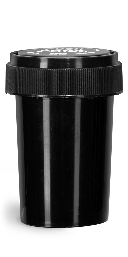 20 Dram Plastic Vials, Black Polypropylene Reversible Cap Vials