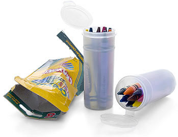 Crayon Holder Natural Polypropylene Hinge Top Vials