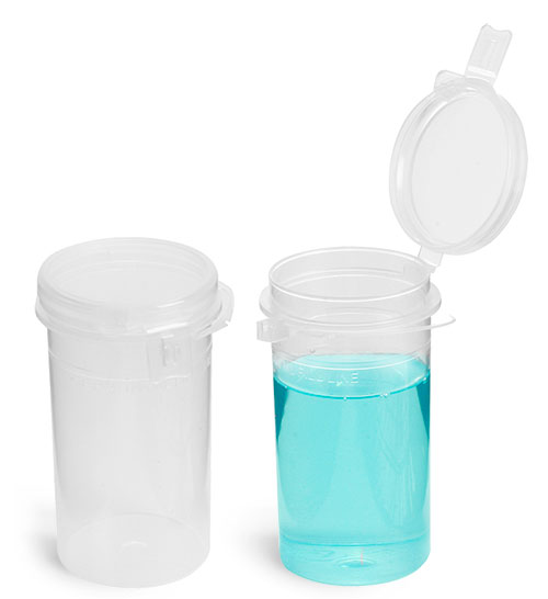 Plastic Vials, Natural Polypropylene Hinge Top Vials w/ Tamper Evident Seal