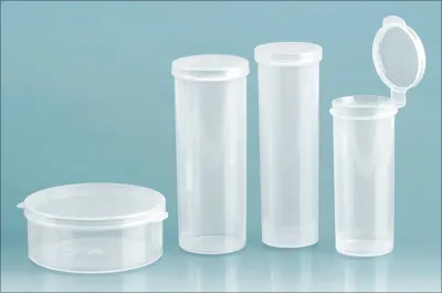 Plastic Vial Manufacturer: Hinged Lid Round Plastic Containers
