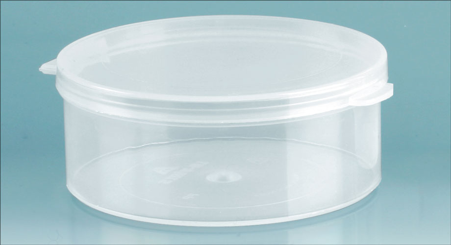 2 1/2 oz Natural Polypro Hinge Top Vials, 70 mm Dia