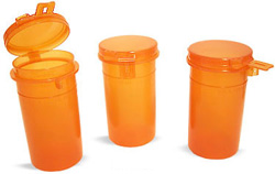 Amber PolyPro Vials w/ Safety Hinge Top Caps