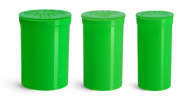 Plastic Vials, Green Polypropylene Pop Top Child Resistant Vials