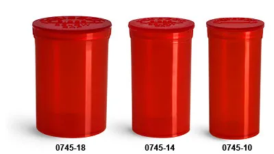 30 Dram Red Opaque Plastic Pop Top Container, 150/cs