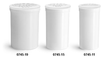 Plastic Vials, White Polypropylene Pop Top Child Resistant Vials