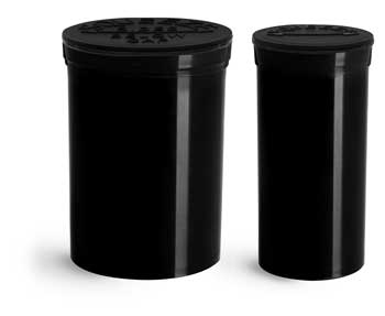 Plastic Vials, Black Polypropylene Pop Top Child Resistant Vials