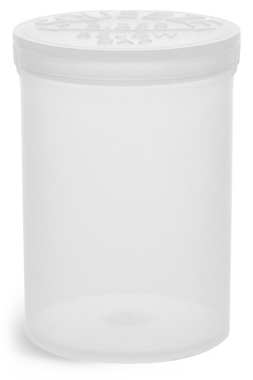 30 Dram Hinge Top Containers, Natural Polypropylene Plastic Pop Top Vials