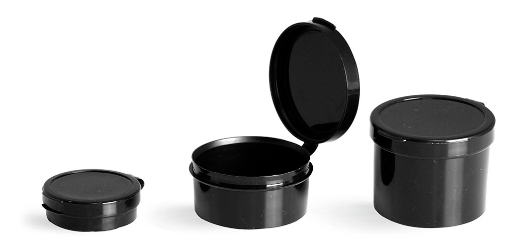 Hinge Top Containers, Black Hinge Top Pill Pods