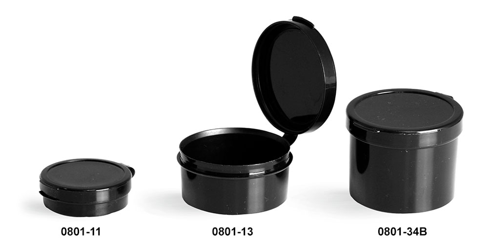 Hinge Top Containers, Black Hinge Top Pill Pods