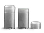 Plastic Tubes, 2.65 oz Silver Polypro Deodorant Tubes w/ Silver Dome Caps