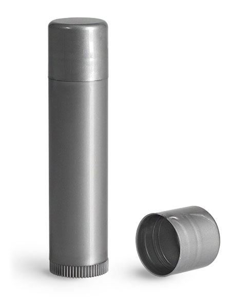 Lip Balm Tubes, Silver Polypropylene Lip Balm Tubes w/ Caps