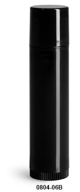Original Black Polypropylene Lip Balm Tubes w/ Black Caps