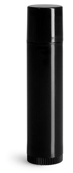 Black Polypropylene Lip Balm Tubes w/ Caps 