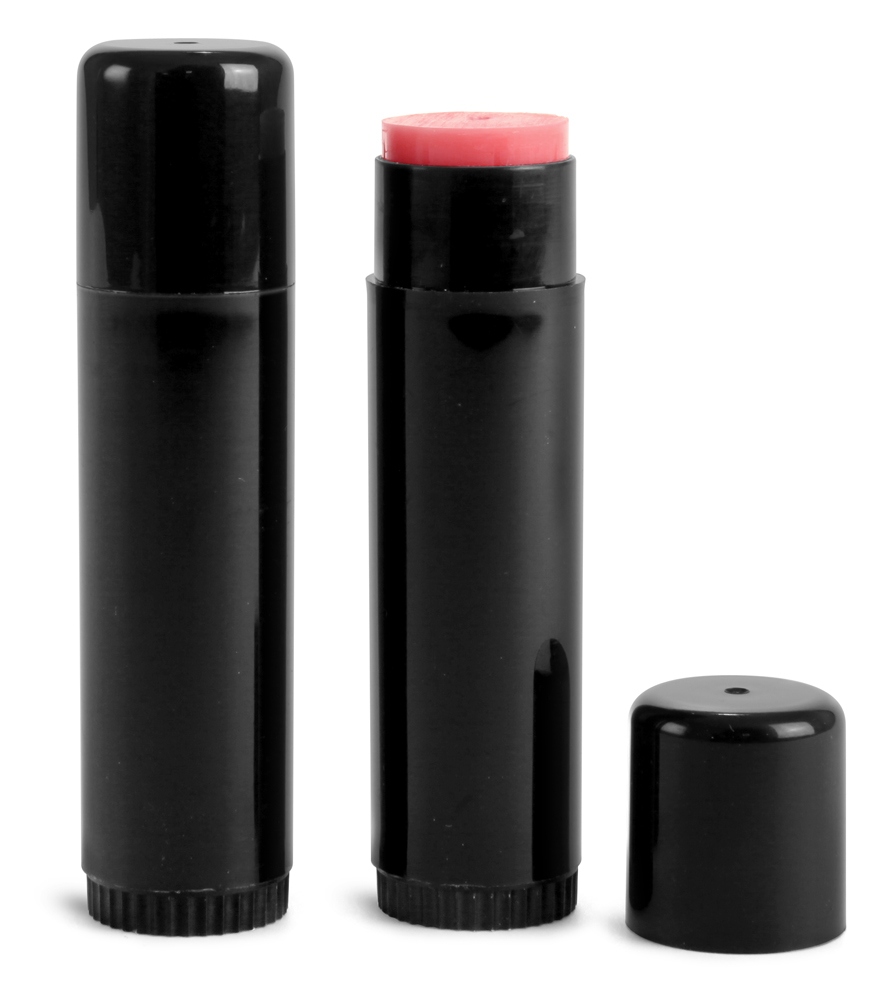 SKS Bottle & Packaging .50 oz Black Polypropylene Lip Balm Tubes