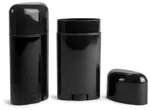 Deodorant Containers, Black Polypropylene Deodorant Tubes w/ Black Caps
