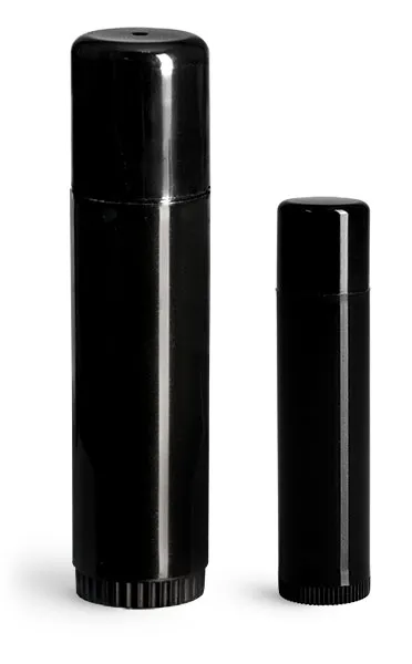 Black Polypropylene Lip Balm Tubes w/ Caps