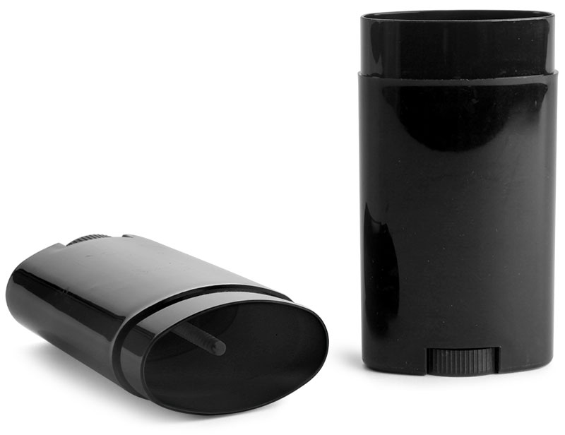 2.65 oz Black Polypro Oval Deodorant Tubes (Bulk), Caps NOT Included