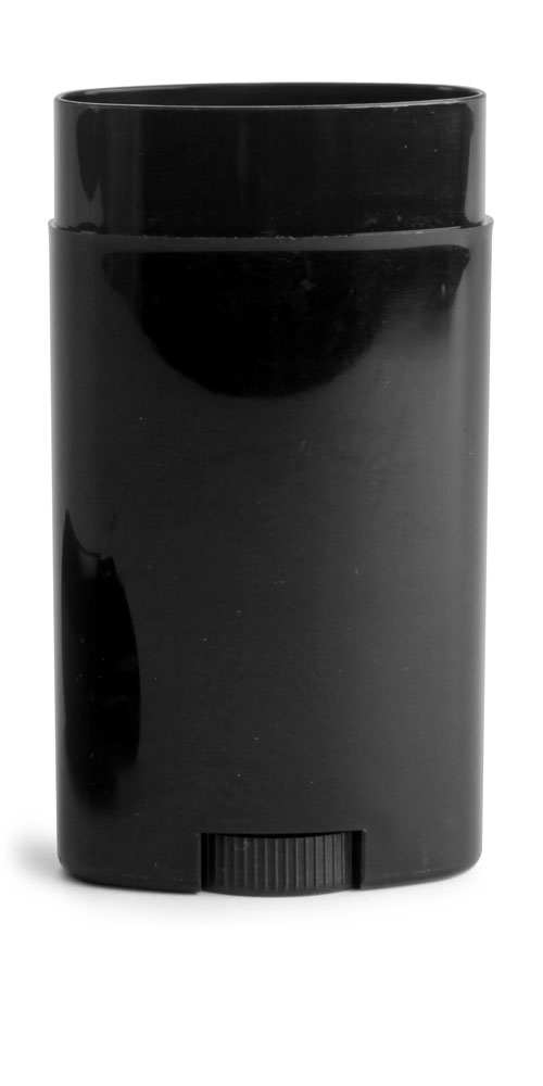 SKS Bottle & Packaging 2.65 oz Black Polypro Oval Deodorant Tubes