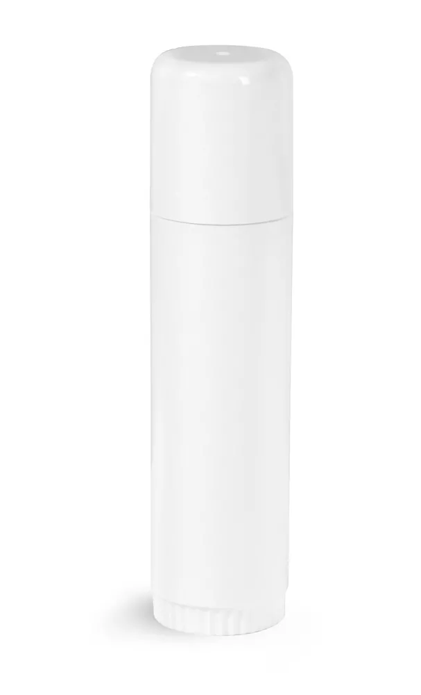 .5 oz White Plastic Lip Balm Tubes w/ Caps