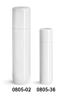 SKS Bottle & Packaging - Lip Balm Tubes, White Lip Balm Tubes w/ Caps