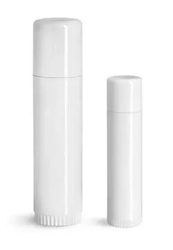 White Polypropylene Lip Balm Tubes w/ Caps