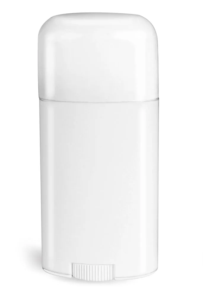 2.65 oz White Polypro Oval Deodorant Tubes w/ White Caps