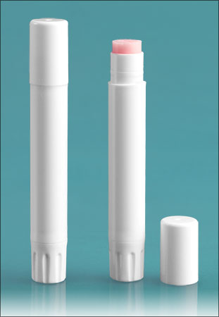 White Slim Line Lip Balm Tubes w/ Caps