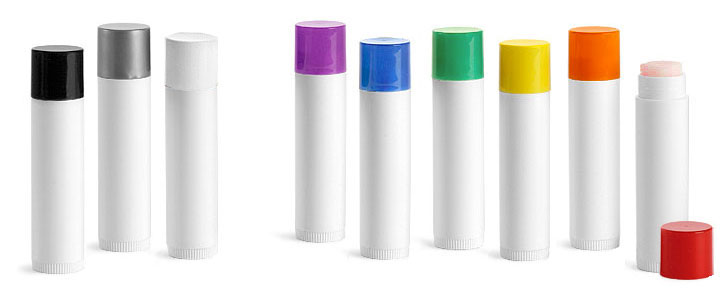 White Lip Balm Tubes w/ Assorted Color Caps