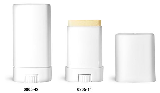 Deodorant Containers, White Oval Deodorant Tubes w/ Caps