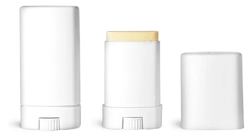 Deodorant Containers, White Oval Deodorant Tubes w/ Caps