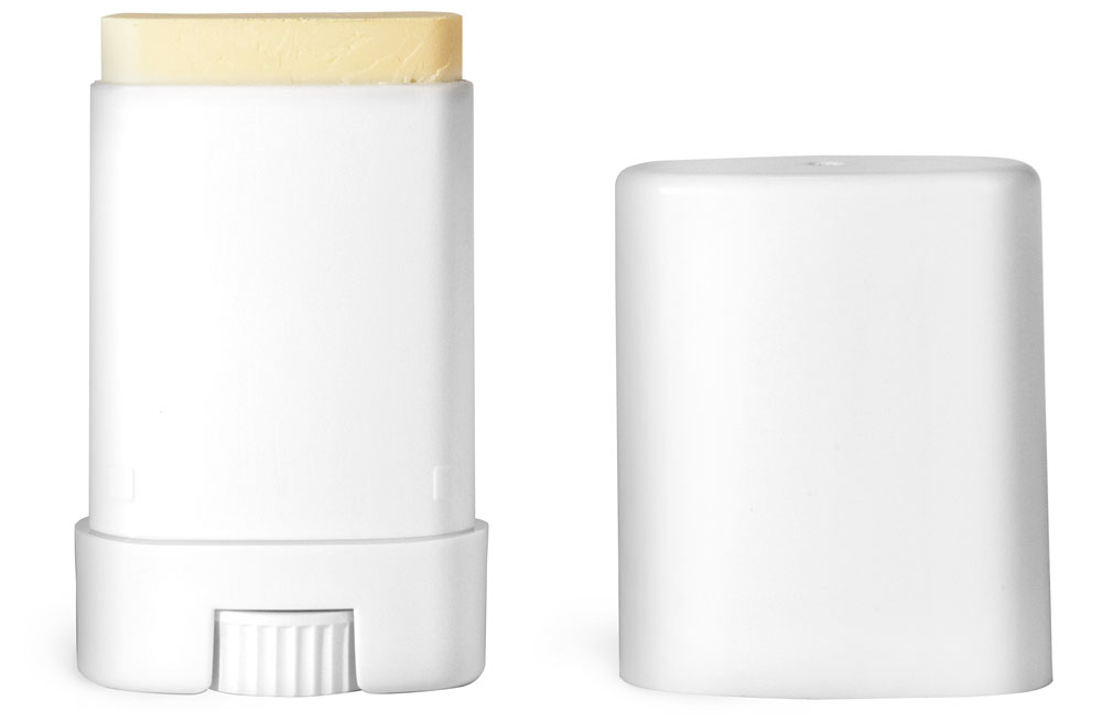 SKS Bottle & Packaging .35 oz White Oval Lip Balm Tubes w/ Caps