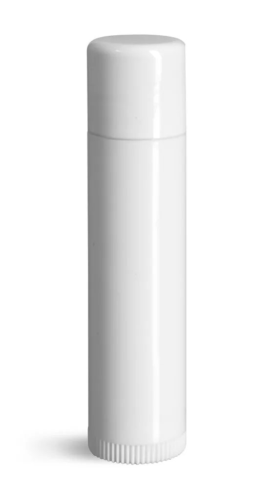 0.15 oz Lip Balm Tubes, White Plastic Lip Balm Tubes w/ Caps