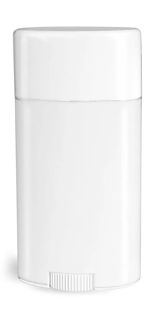 2.65 oz Plastic Tubes, White Polypropylene Deodorant Tubes w/ Flat White Caps