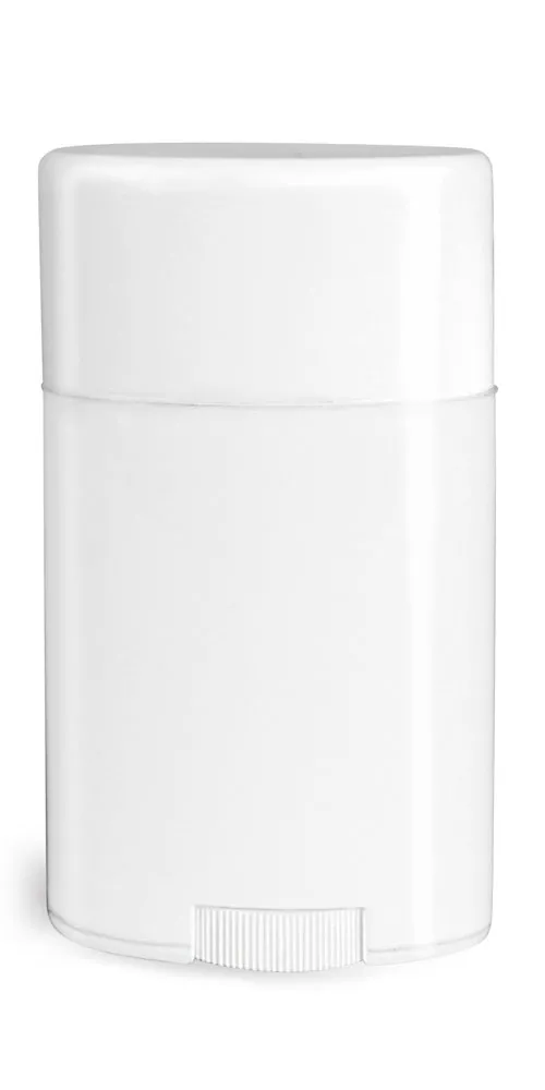 1.76 oz Plastic Tubes, White Polypropylene Deodorant Tubes w/ Flat White Caps