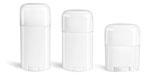 White Polypro Oval Deodorant Tubes w/ White Caps