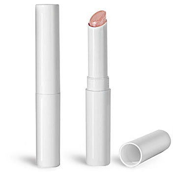 Lip Balm Tubes, 0.07 oz White Slant Lip Balm Tubes w/ Caps