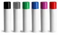 White Polypropylene Lip Balm Tubes w/ Colored Caps