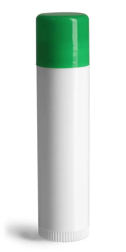 .15 oz White Lip Balm Tubes w/ Green Caps