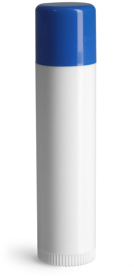 SKS Bottle & Packaging - .15 oz Blue Cap Lip Balm Tubes, White Lip Balm ...