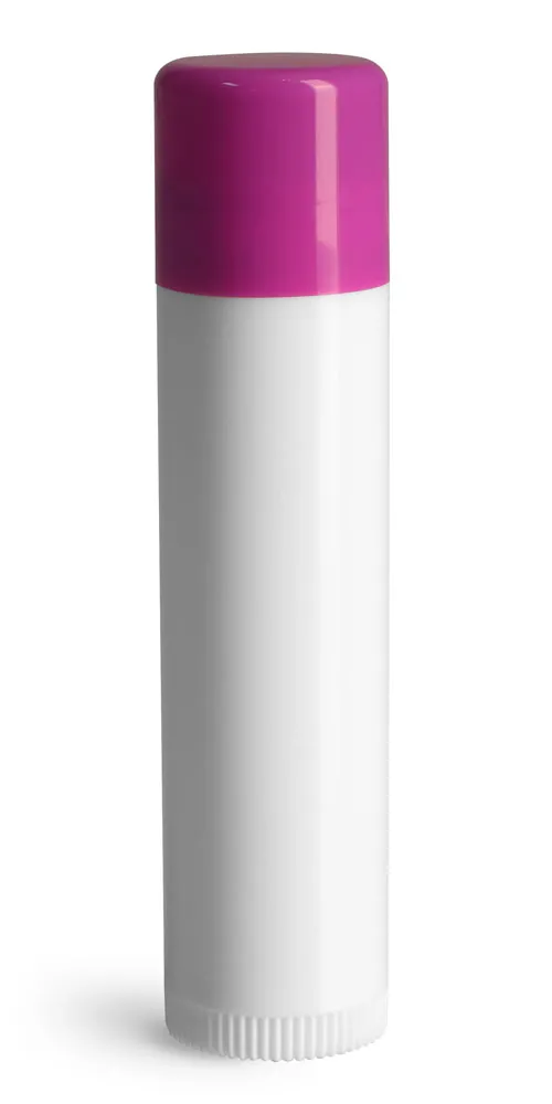 .15 oz White Lip Balm Tubes w/ Purple Caps