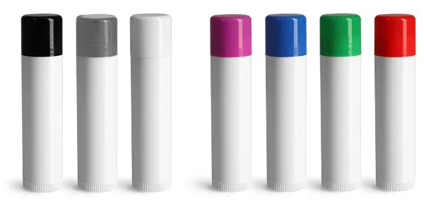 White Lip Balm Tube Sets w/ Assorted Color Caps