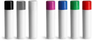 White Lip Balm Tube Sets w/ Assorted Color Caps