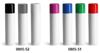 New White Lip Balm Tubes w/ Assorted Color Caps